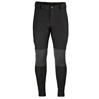 Sorte vandretights med forstærkede knæ og flere lommer.