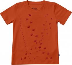 Børne-T-shirt med dyrespor grafisk print på forsiden.