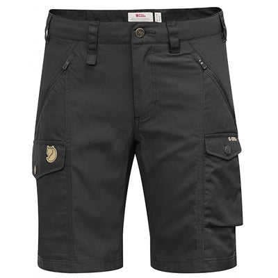 Sorte vandreshorts til kvinder med flere lommer og høj talje