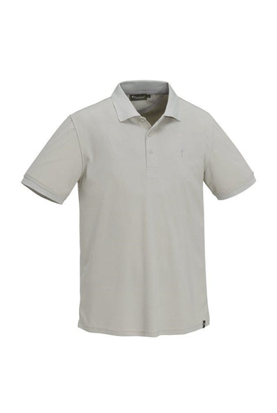 Kortærmet polo med ribstrikket krave og diskret logo.