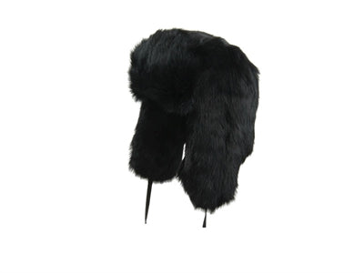 Sort kaninhat med et stilfuldt design.