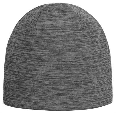 Grøn melange beanie med diskret Pinewood logo foran.