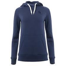 Kvinde hoodie med hætte og kængurulomme, blå farve.