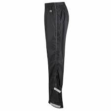 Sorte overtrousers med lynlås og elastisk linning.