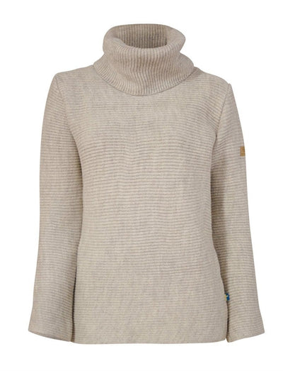 Dame rullekravesweater i ufarvet uld, løs pasform.