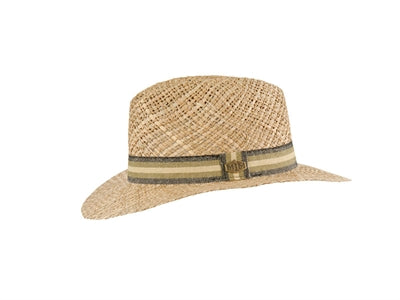 Klassisk handvævet stråhat med grosgrain hatbånd.