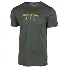 Grøn kortærmet t-shirt af uld med print foran.
