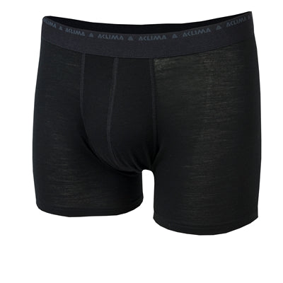 Sorte herre boxershorts i uld med bred elastisk linning