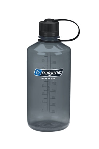 Grå Nalgene drikkeflaske med smal åbning, 1000ml.