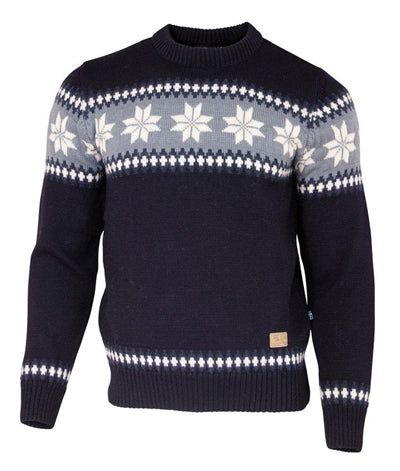 Ivanhoe Grim Crewneck med skandinavisk mønster og snøfnugdetaljer.