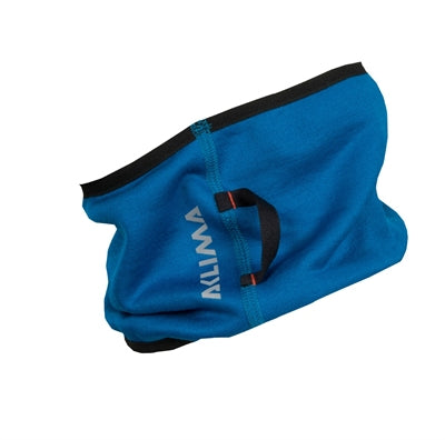 Blåt Aclima Woolshell pandebånd med fleksibelt design.