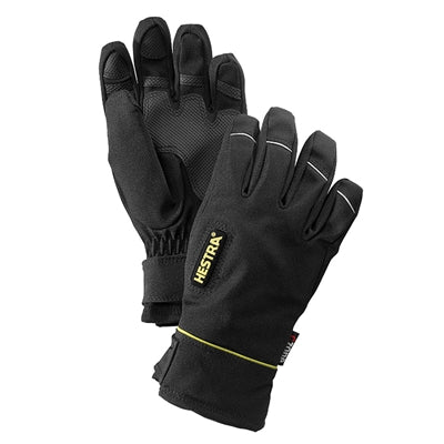 Sort junior softshell handske med gule og reflekterende detaljer