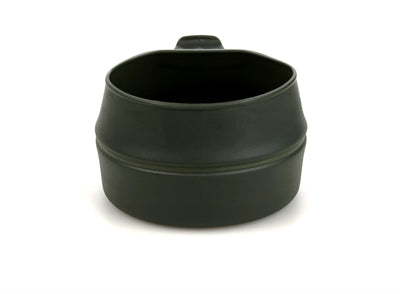 Sort foldekop til camping, praktisk og holdbar design.