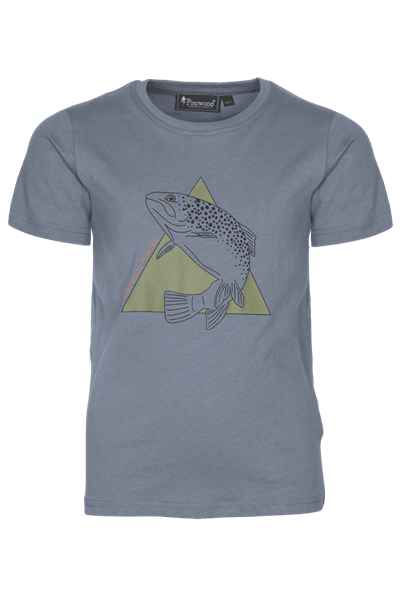 Børne t-shirt med fiskeprint og rund halsudskæring.