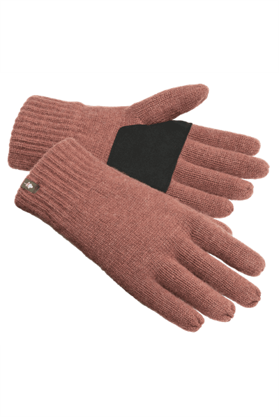 Blå uldhandsker med fleece og forstærket greb.