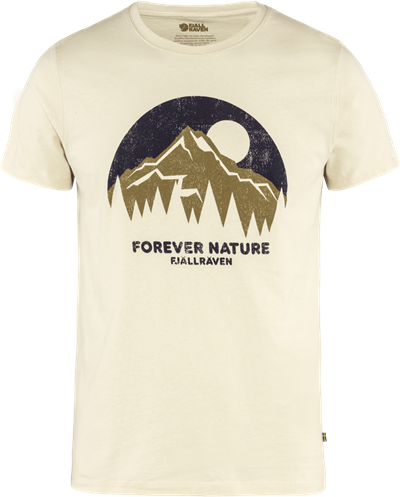 Grå T-shirt med rund hals og trykt design.