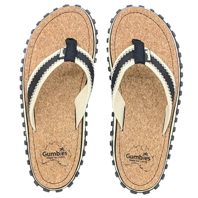 Gumbies sandaler med sort genbrugte materialer og ergonomisk design.