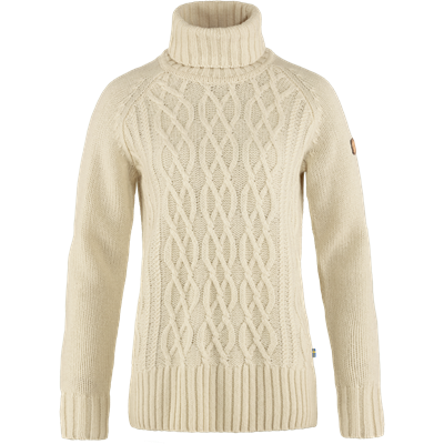 Kvinders rullekrave sweater med kabelstrik mønster, afslappet pasform.