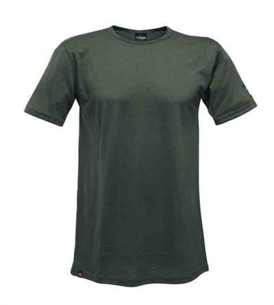 Mand T-shirt i merinould, rund hals, korte ærmer.