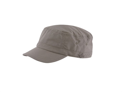 Beige army cap med vintage udseende og ventilationshuller.