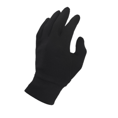 Grå merinould handsker med touchskærm og refleksdetaljer.