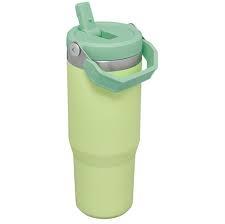 Stanley tumbler med flipstrawlåg, rustfrit stål, kuldeholder.
