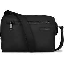 Sort Pacsafe Intasafe crossbody taske med justerbar rem.