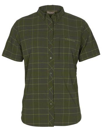 Kortærmet trekking skjorte til kvinder med lynlåslomme.