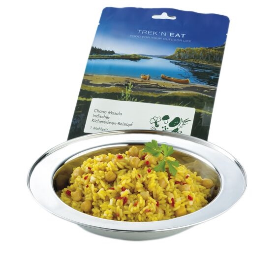 Vegetarisk chana masala færdigret i pose form.