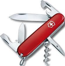 Rød Victorinox schweizerkniv med flere værktøjer og funktioner